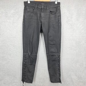 Polo Ralph Lauren Women's Size 28R Black Denim Mid Rise Lace Up Leg Skinny Jeans